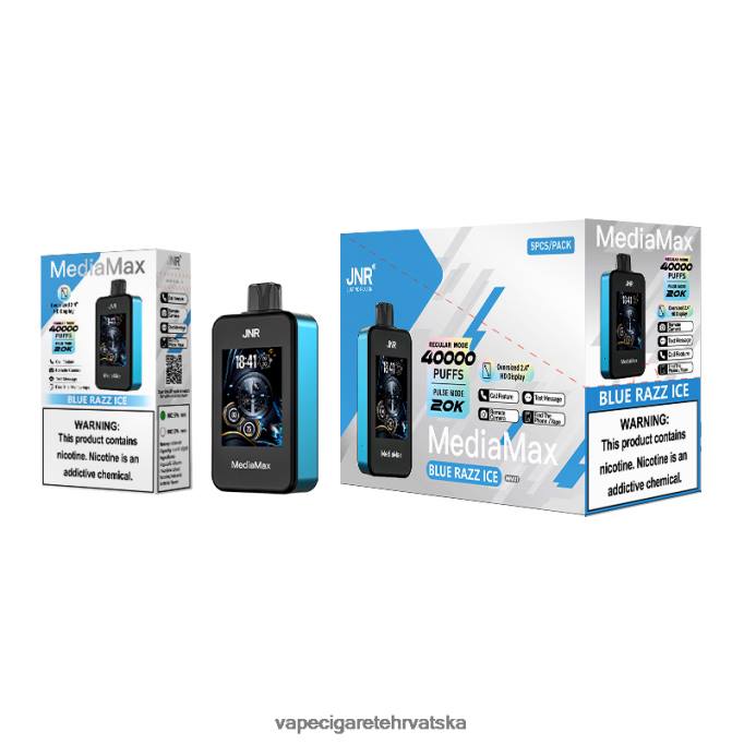 JNR MediaMax 40k puff PTFZ21 plavi razz led - Vape at Discounts